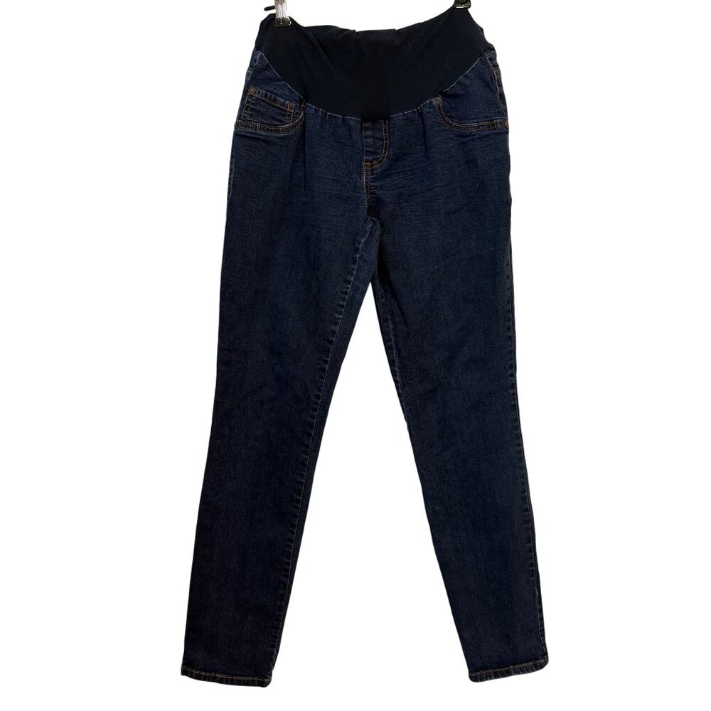 Indigo Blue Maternity Jeans Size L Dark Wash Denim & Elastic Waistband